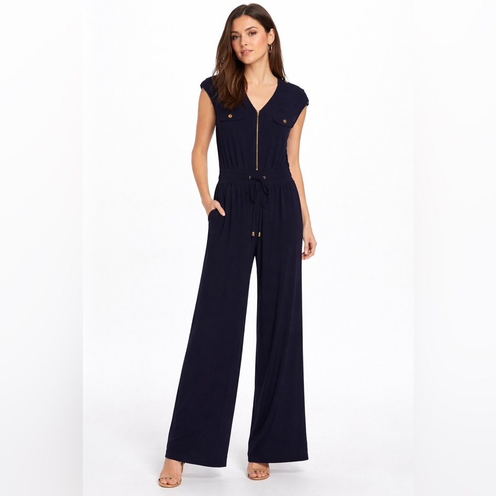New Emma & Michele Navy Wide Leg Jumpsuit - New Without Tags